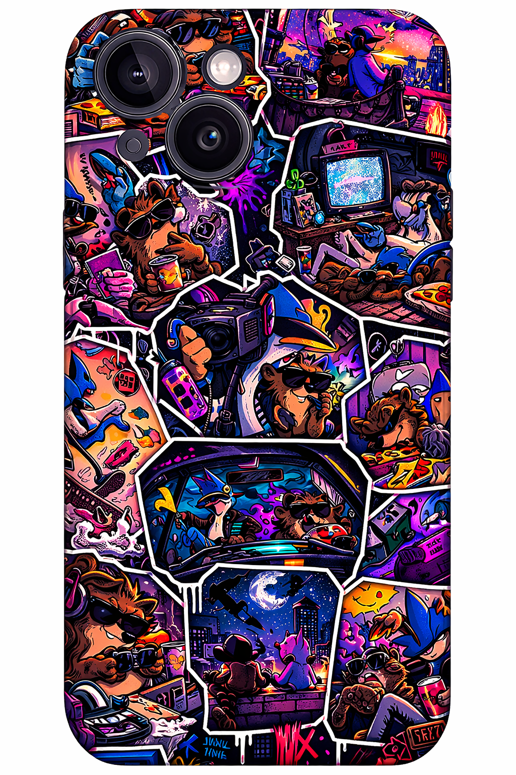 Neon Midnight Chaos iPhone Case